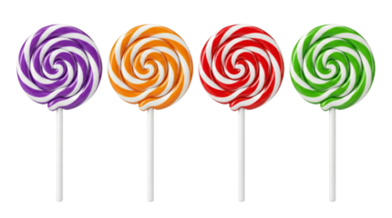 Colorful Swirled Lollipops Array Celebration Art Isolated Transparent Background