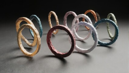 Colorful Condoms Arranged on a Dark Surface.