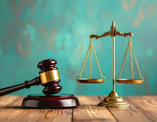 Courtroom justice action legal setting image of gavel and scales professional environment close-up view law concept