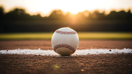 Baseball on grassy field