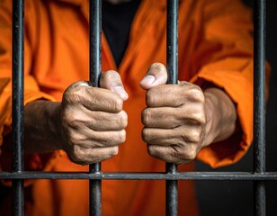 inmate inside dark prison cell at night