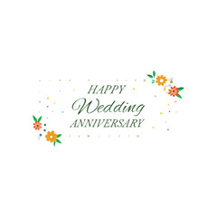 Elegant wedding anniversary typography vector featuring decorative floral frames and stylish hand lettering, ideal for cards, invitation, and social media post.
