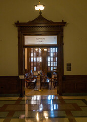 Archways and wooden door to Chamber and courtroom of the Supreme Court in the Texas State Capitol in Austin
