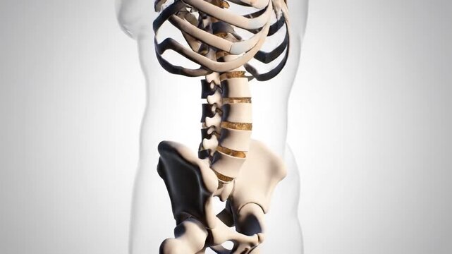Spinal Posture Correction Visualization on Clean White Background Anatomical Lumbar Spine and Pelvis for Medical