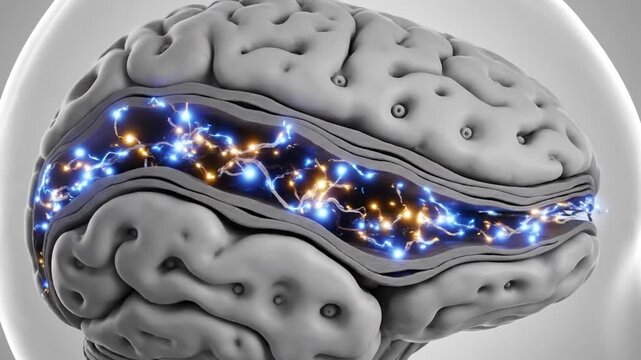 Visual Cortex Animation Showing Layered Firing on Grey Background Brain Anatomy Illustration Brain Activity Neuron