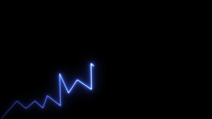Abstract blue neon zigzag line graph animation on black background digital data visualization - Powered by Adobe