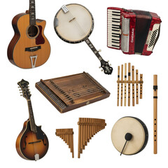 Collection of traditional folk instruments