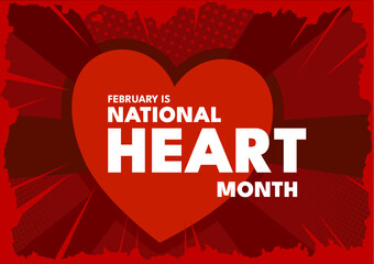 National Heart Month - banner, poster, vector illustration