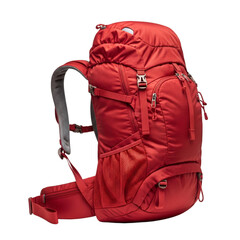 Red hiking backpack with adjustable straps