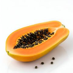 Halved papaya with seeds
