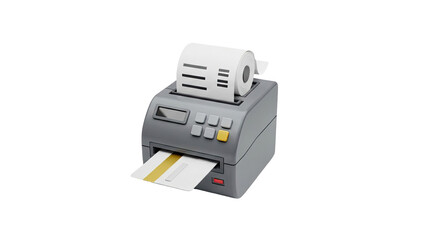 3D Render of a Point of Sale Terminal with Receipt Roll and Card