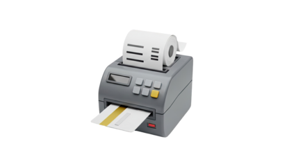 3D Render of a Point of Sale Terminal with Receipt Roll and Card