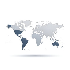 World map highlighting specific regions