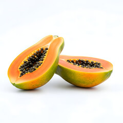 Freshly cut papaya halves