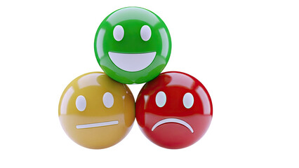 Happy, Neutral, and Sad Emoji Faces Stacked