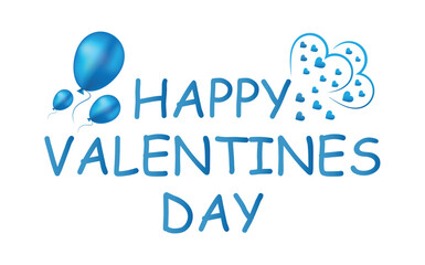 Happy Valentine&rsquo;s Day Lettering Design with Hearts and Balloons