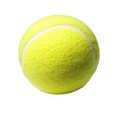Bright yellow tennis ball isolated on transparent background