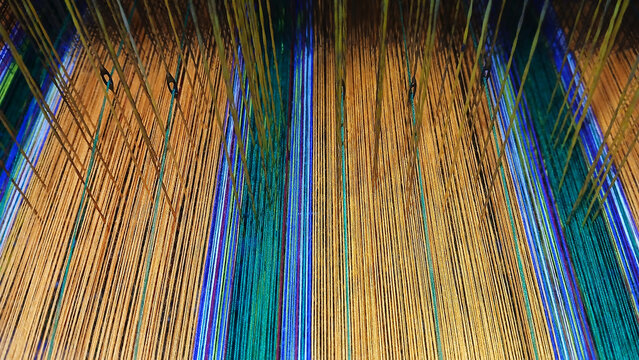 Close up view of handloom in India.