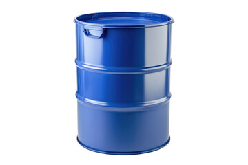 Blue metal drum against white background isolated on transparent background