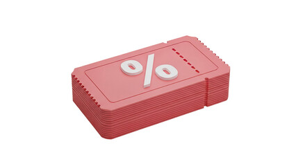 Stack of Pink Discount Tickets with Percentage Symbol