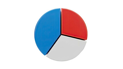 Three-section circular object with blue, red, and white colors