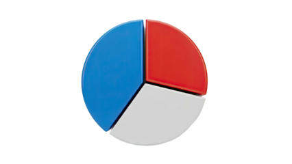 Three-section circular object with blue, red, and white colors