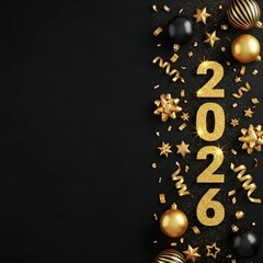 new year greeting card with christmas balls