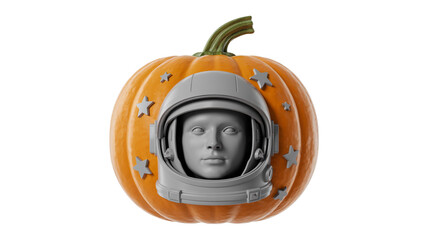 Astronaut pumpkin in space helmet with stars for Halloween celebration