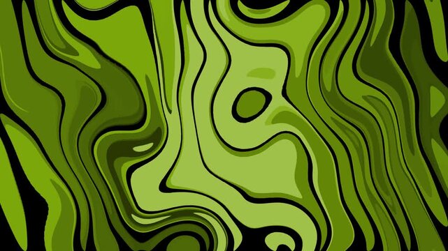 Abstract green wavy liquid lines forming a psychedelic marble pattern background