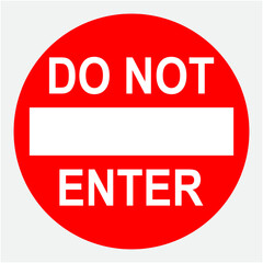 Do not enter traffic sign icon illustration for road safety, transportation rules, warning systems, and public signage
