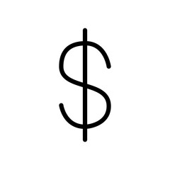 Dollar outline icon. Financial institute sign. USA money. Economy protection. Business concept on brick wall. Bright logo. Editable stroke. Vector stock illustration