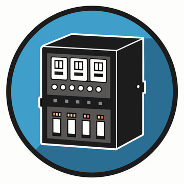 Title: A detailed of an industrial control panel with digital and buttons main