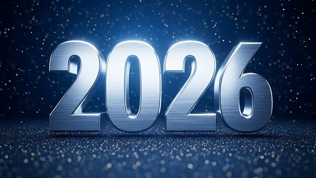 Experience the exciting anticipation of 2026 a glittering metallic year ahead celebration - Powered by Adobe