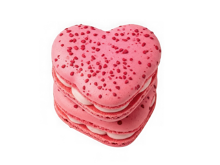 Delightful stack of pink heart-shaped macarons