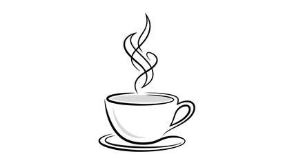Obraz premium Steaming Coffee Cup Illustration Simple Design.
