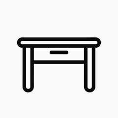 Simple line drawing of a modern desk with a drawer  