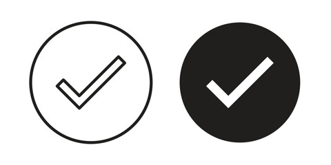 Check mark icons. doodles vector. icon set in line strokes