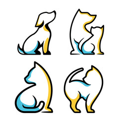 Line art Pet logo design. Suitable for vet care clinic or pet shop.
