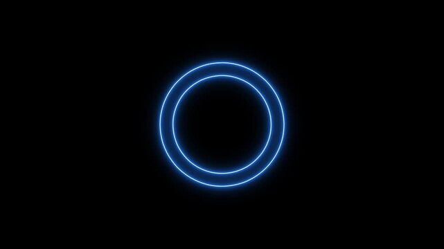 Glowing Blue Circular Loading Animation Neon Light Effect on Black Background Technology Motion glowing blue circle