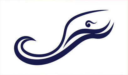 Obraz premium Elegant Blue Wave Swirl Design on White Background - Abstract Fluid Motion Art