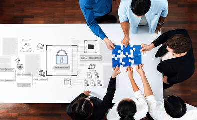 Digital padlock surrounded by data security diagrams representing encryption, network protection, and secure information management Parse