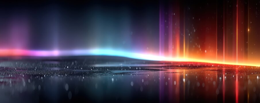 Abstract neon light landscape with colorful gradient glow and futuristic digital backdrop for design and technology visuals - Powered by Adobe