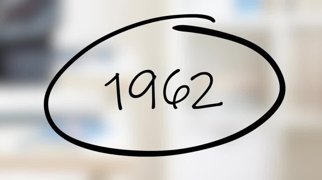 1962 Handwriting using black marker on glass