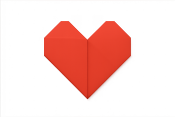 Red origami heart symbolizing love and romance