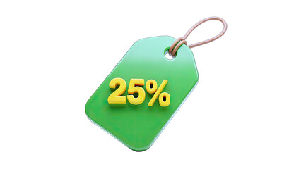 Green Price Tag with 25% Discount - Sale Concept
