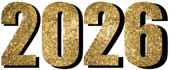 gold glitter clipart New year 2026 concept 