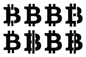Obraz premium bitcoin symbol icon silhouette set