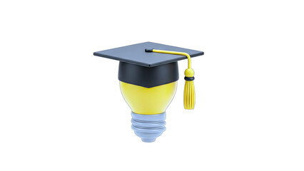 Graduation Cap on Lightbulb: Education Concept