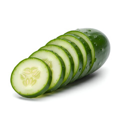 Sliced Cucumber on White Background