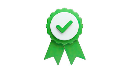 Green Badge with Checkmark Symbol on White Background